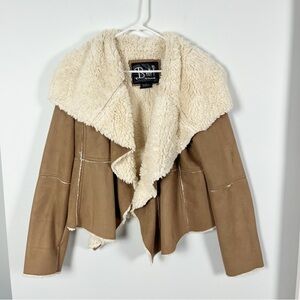 MeJane B-Hip Tan Faux Suede Shell Fur Lined Jacket